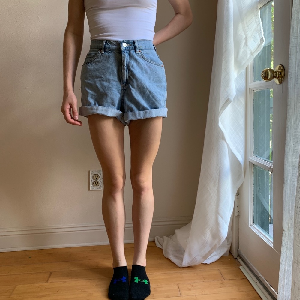 Light wash Top Shop denim mom shorts